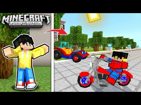 BIG BIKE ni SPIDERMAN at KOTSE sa UWU CITY sa Minecraft PE